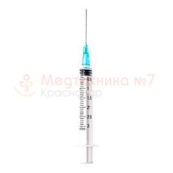 Шприц трехкомпонентный 3 мл с иглой 23Gх1 1/4" (0,6х30 мм), ТЕТ-А-ТЕТ