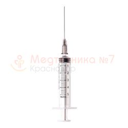 Шприц трехкомпонентный 5 мл с иглой 22Gх1 1/2" (0,7х40 мм), ТЕТ-А-ТЕТ