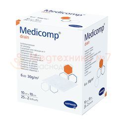 Салфетки Medicomp drain steril 10*10см; 6 слоёв. 25х2шт 4215355