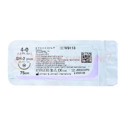 Викрил фиолетовый M1,5 (4/0) 75 см игла колющая SH-2 Plus, арт. W9113