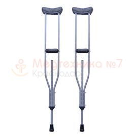 Костыли подмышечные с мягкими чехлами на подмышечниках и ручках