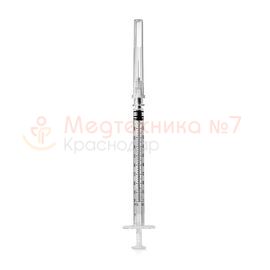 Шприц трехкомпонентный 3 мл с надетой иглой 0,6х30мм 23G 1 1/4