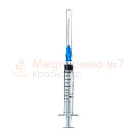 Шприц трехкомпонентный 2 мл с надетой иглой 0,6х30мм 23G 1 1/4"