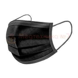 Одноразовая трехслойная гигиеническая маска, СМС, черная