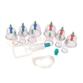 Вакуумные массажные банки с вакууматором YS-0012, 12 шт