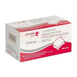 Салфетки спиртовые Unicorn Med 30х65 мм, 100 шт