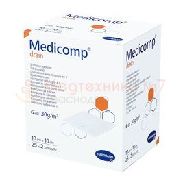 Салфетки Medicomp drain steril 10*10см; 6 слоёв. 25х2шт 4215355