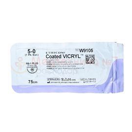 Викрил фиолетовый М1 (5/0) 75 см игла колющая RB-1 Plus 1/2 окр 17мм, арт. W9105