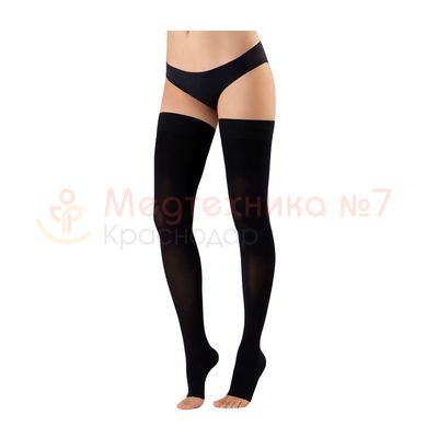 Офа Classic Чулки компрессионные 2 класс Long открытый носок черный (размер 7)