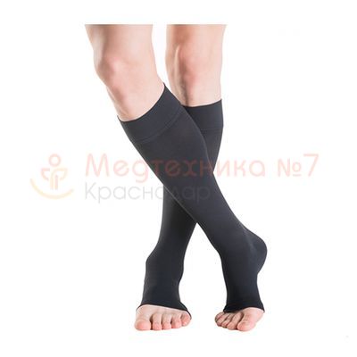 Ofa Classic гольфы компрессионные 1 класс Long, открытый носок, чёрные