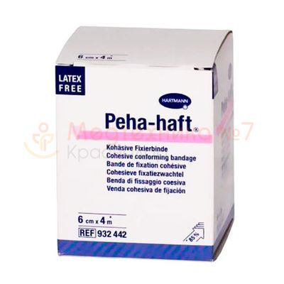 Бинт PEHA-HAFT 4 м*6 см фиксирующий эластичный нестерильный, без латекса, белый 932442