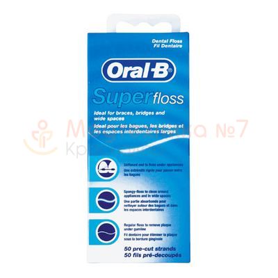 Зубная нить Oral-B Super Floss, 50 шт