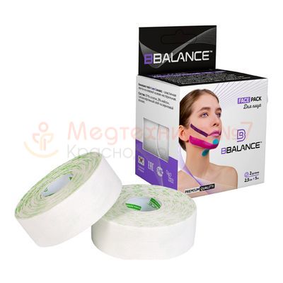 Кинезио тейп BBTape FACE PACK 2,5см*5м(2 шт.) белый