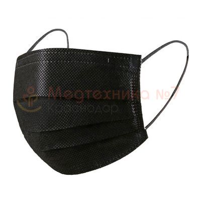 Одноразовая гигиеническая маска, 4 слоя, черная