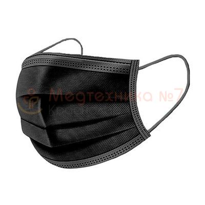 Одноразовая трехслойная гигиеническая маска, СМС, черная