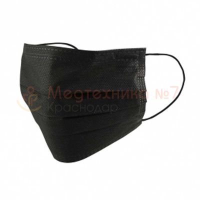 Одноразовая трехслойная гигиеническая маска «Люкс», черная