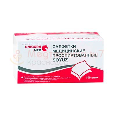 Салфетки спиртовые Unicorn Med 60х100 мм, 100 шт