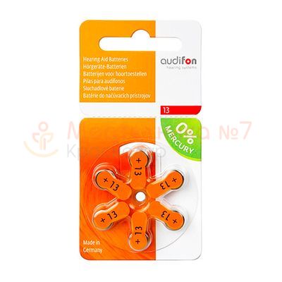 Батарейки Varta Audifon для слуховых аппаратов размер 13, 6 шт