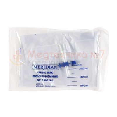 Мочеприемник Meridian, 1 л, Т-слив, с прикроватным креплением