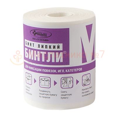 Бинт липкий Бинтли-М в рулоне 5 см х 2 м, мягкий