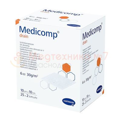 Салфетки Medicomp drain steril 10*10см; 6 слоёв. 25х2шт 4215355