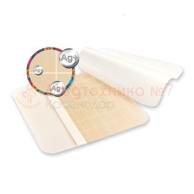 Повязка гидроколлоидная Optimelle AquaColl Ag+ (АкваКолл) с ионами серебра B 7,5 х 10 см